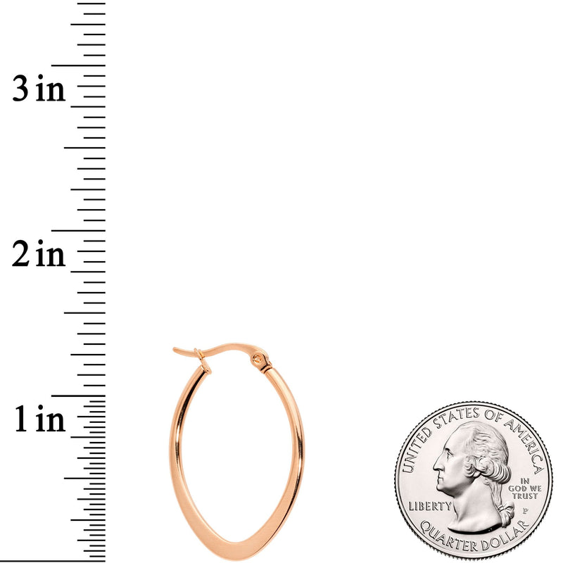 30mm Rose Gold Tone PVD Stainless Steel Oval Hoop Earrings