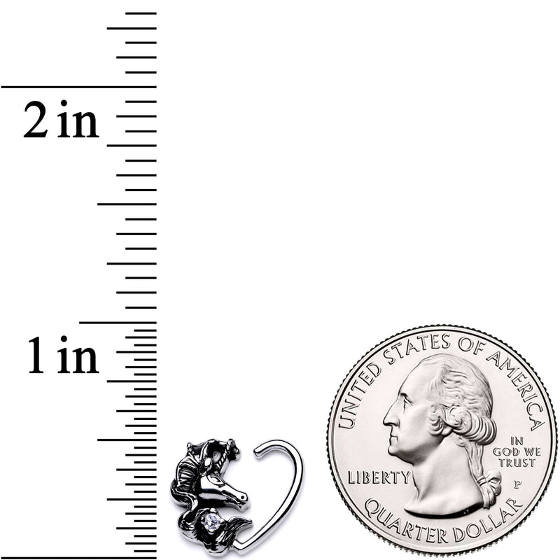 16G 3/8 Clear CZ Unicorn Right Heart Closure Ring