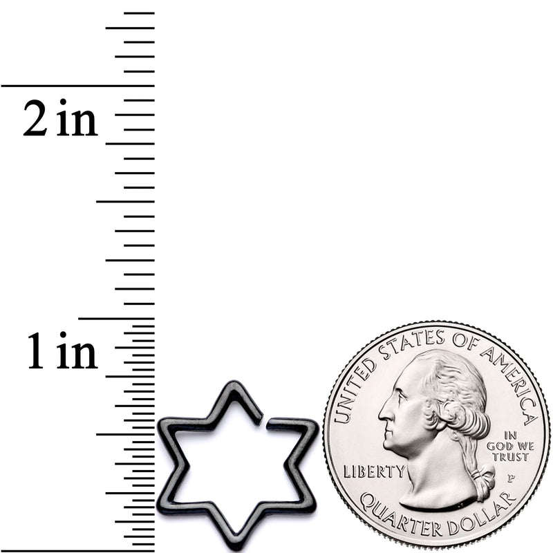 16G 5/16 Black Hexagram Star of David Closure Ring