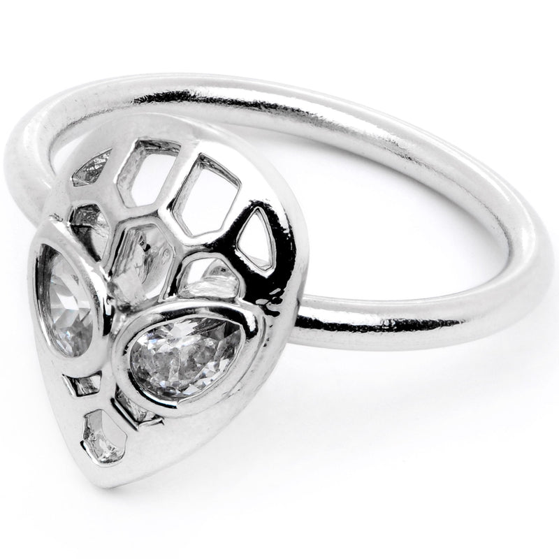 16G 3/8 Clear CZ Gem Openwork Alien Hinged Segment Ring
