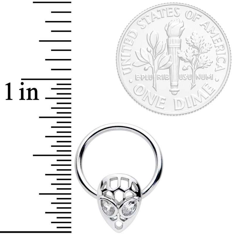 16G 3/8 Clear CZ Gem Openwork Alien Hinged Segment Ring