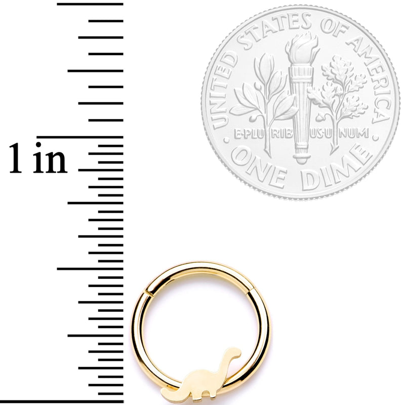 16G 3/8 Gold Tone Tiny Dinosaur Hinged Segment Ring