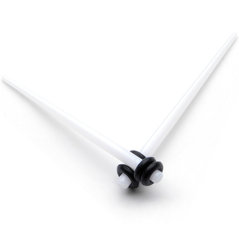 White Acrylic Straight Taper Set Available in Sizes  14G to 00G