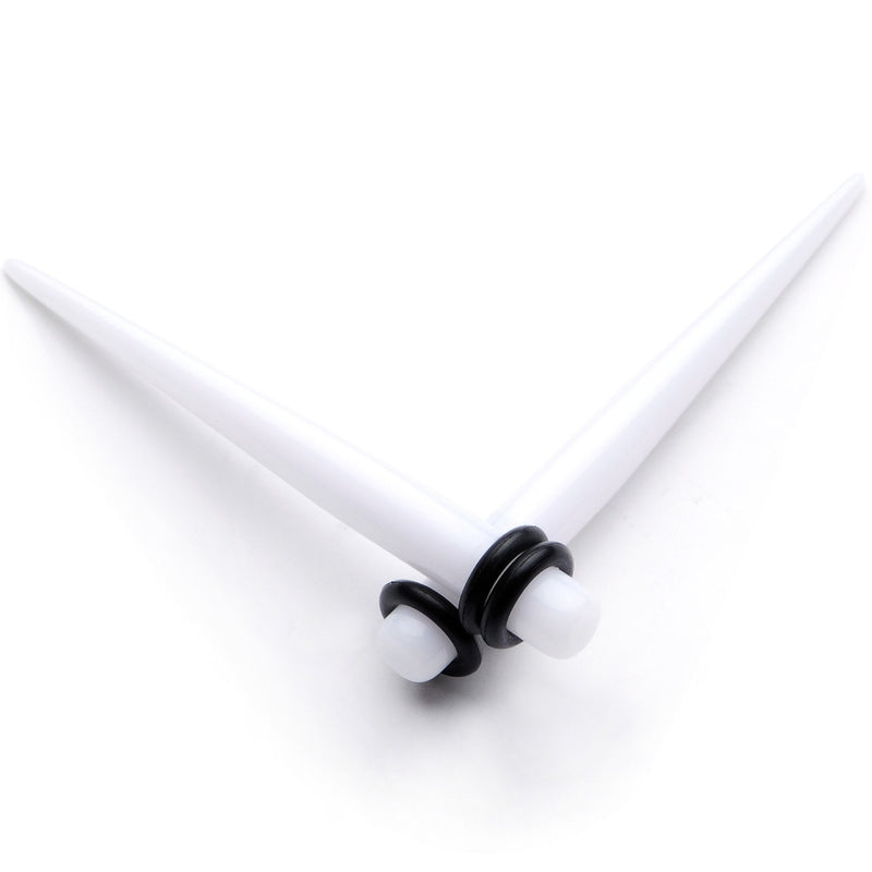 White Acrylic Straight Taper Set Available in Sizes  14G to 00G