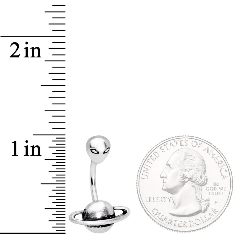 Alien Face Planet Saturn Double Mount Belly Ring