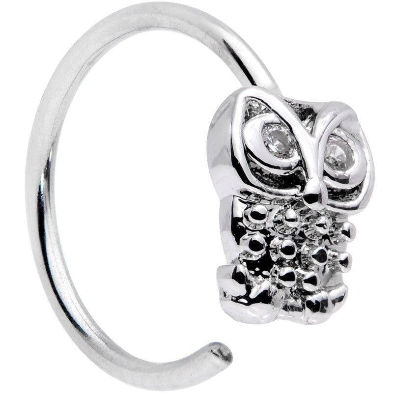 20G 5/16 Clear CZ Gem All About Owl Nose Hoop