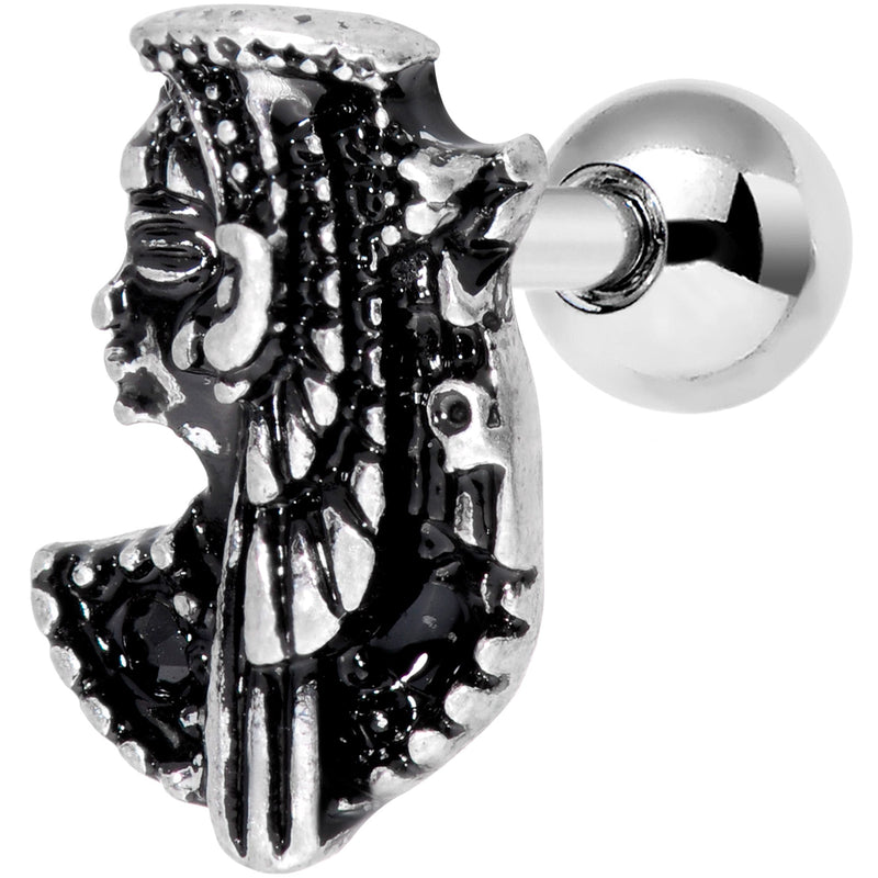 16G 1/4 Black Gem Egypt Cleopatra Anubis Cartilage Tragus Earring