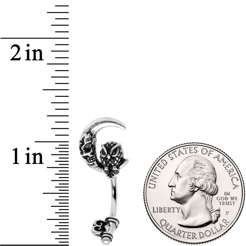 Owl Skull Key Mystic Moon Double Mount Belly Ring