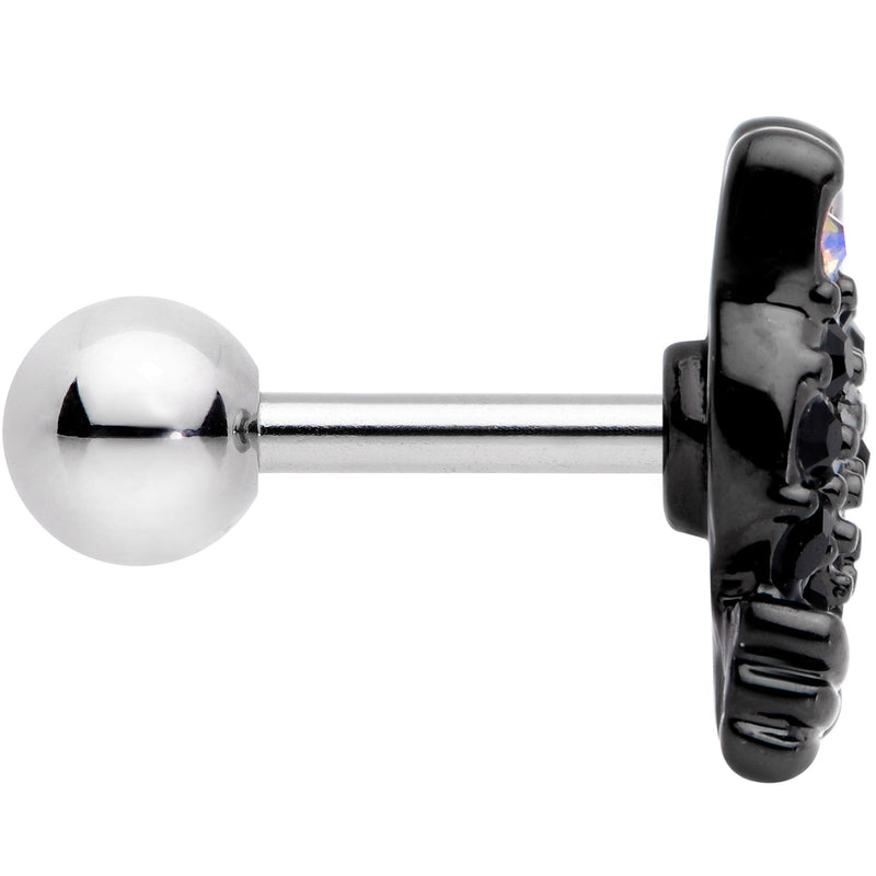 16G 1/4 Black Aurora Gem Crafty Kitty Cat Cartilage Tragus Earring
