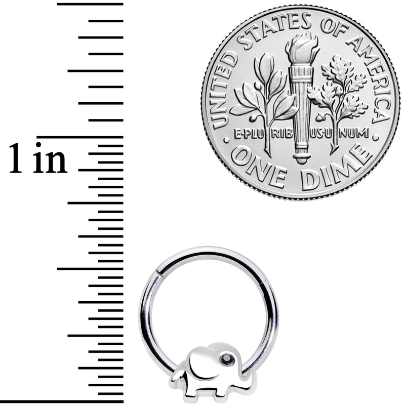16G 3/8 Black Gem Baby Elephant Hinged Segment Ring