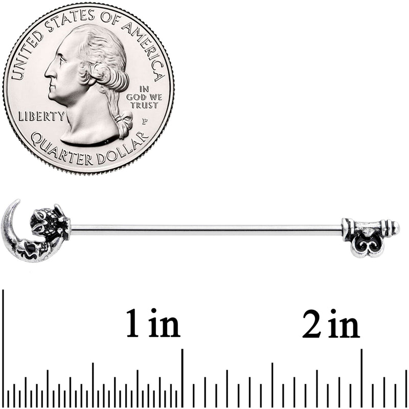 14G Owl Skull Key Mystic Moon Industrial Barbell 38mm