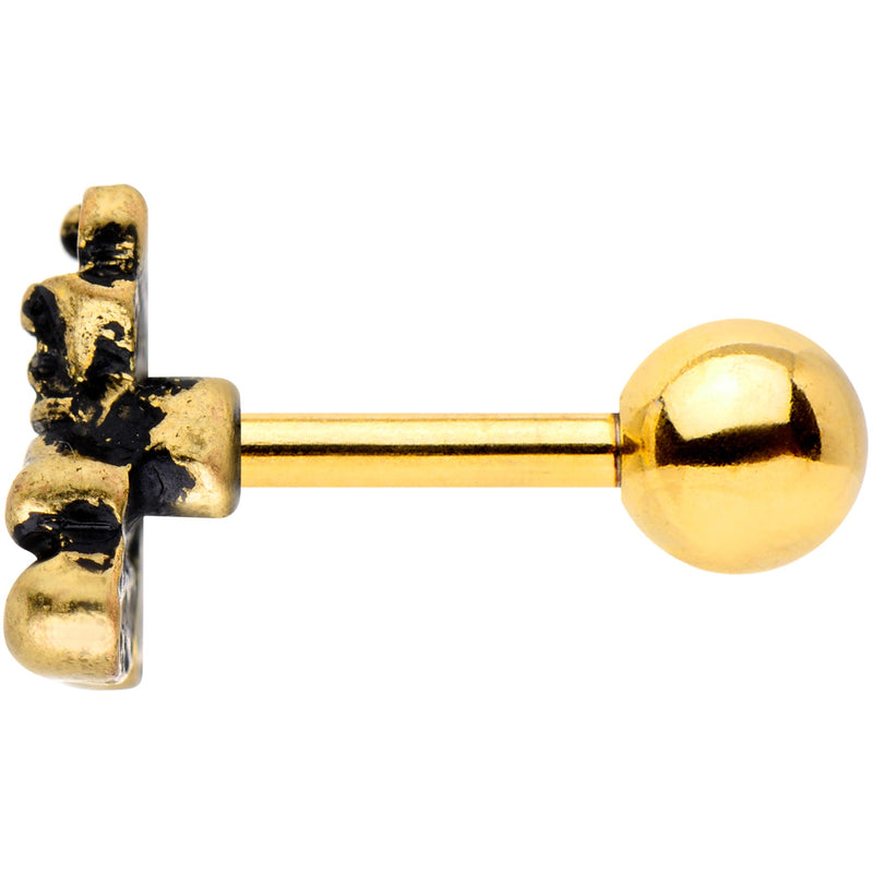 16G 1/4 Gold Tone Boxing Gloves Cartilage Tragus Earring