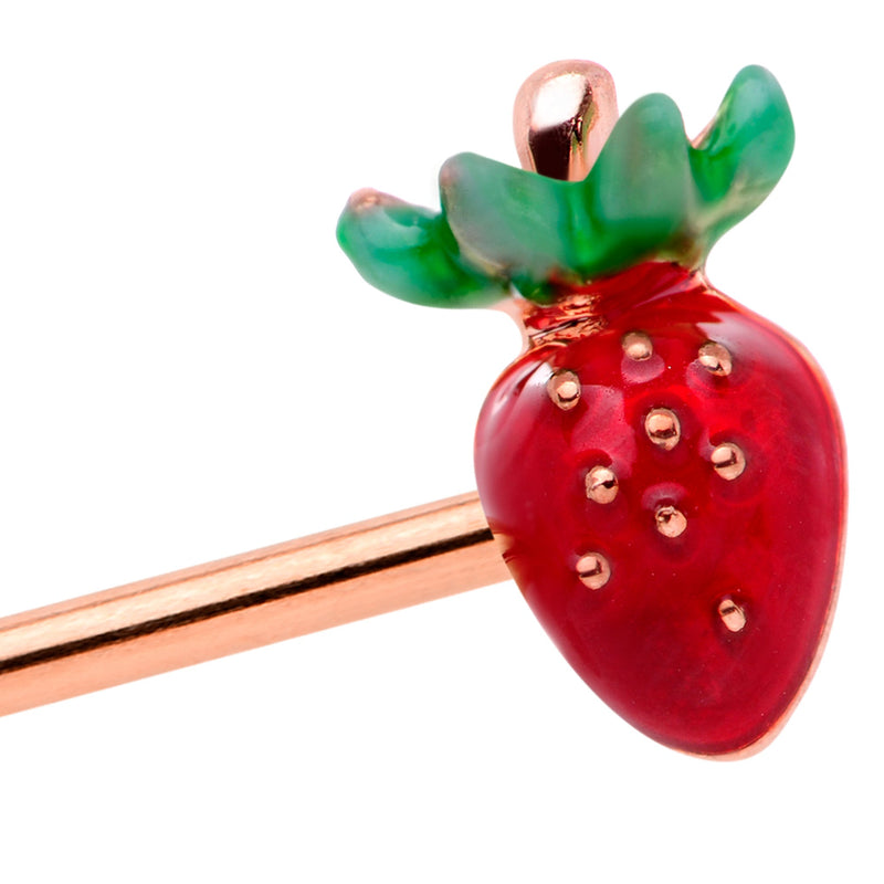 14G Yellow Gem Rose Gold Tone Berry Industrial Barbell 38mm