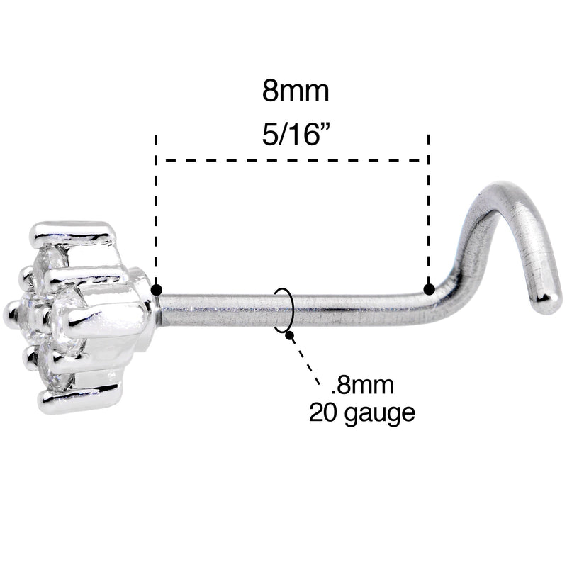 20G 5/16 Clear CZ Gem Princess Nose Screw