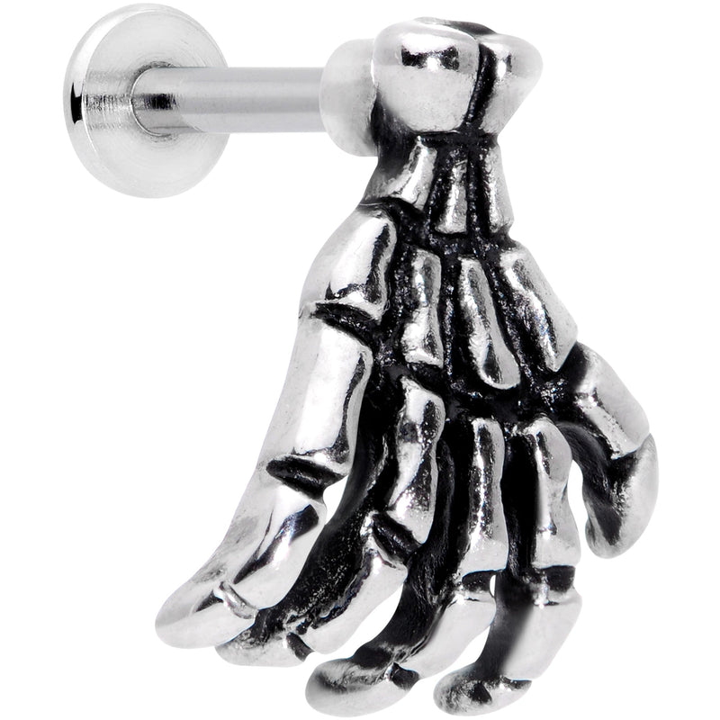 16G 1/4 Spooky Skeleton Hand Halloween Labret Monroe Tragus