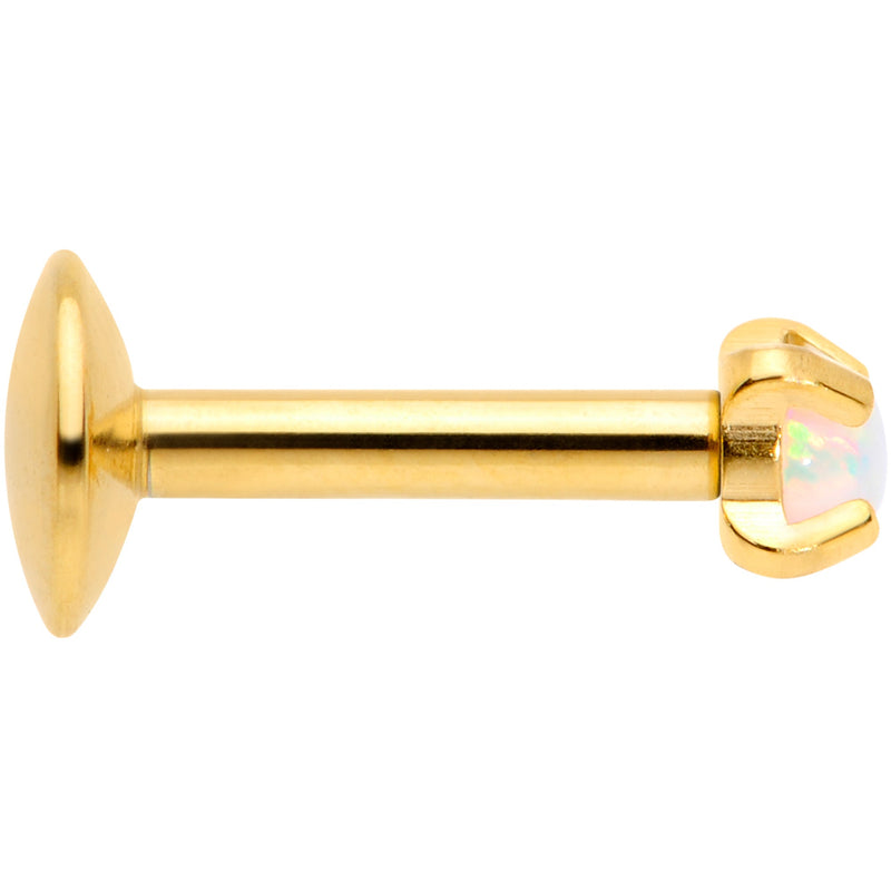 16G 1/4 2mm Syn Opal Gold G23 Titanium Internal Thread Labret