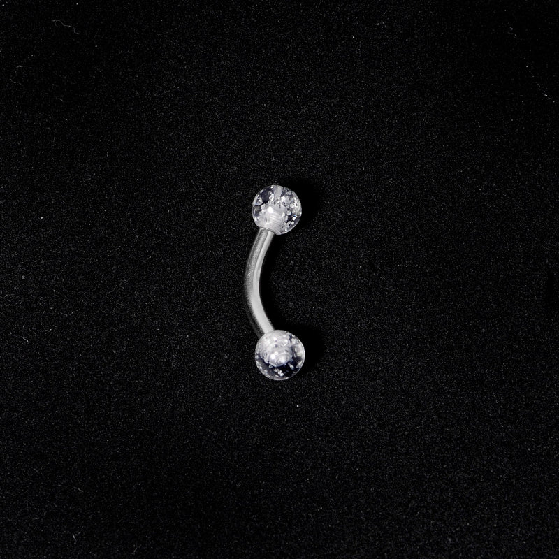 14G 5/16 Clear Speckled Acrylic End Curved Eyebrow Ring