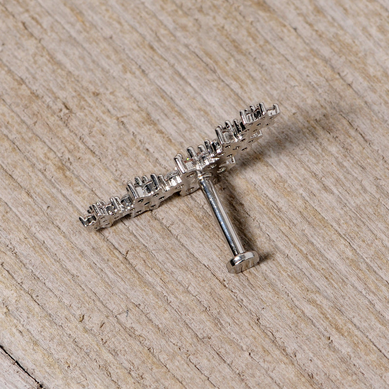 16G 5/16 Clear CZ Gem Floral Internal Thread Labret