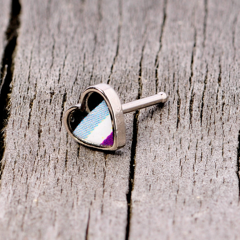 20G 3/8 Black Grey Purple Asexual Pride Heart Nose Bone