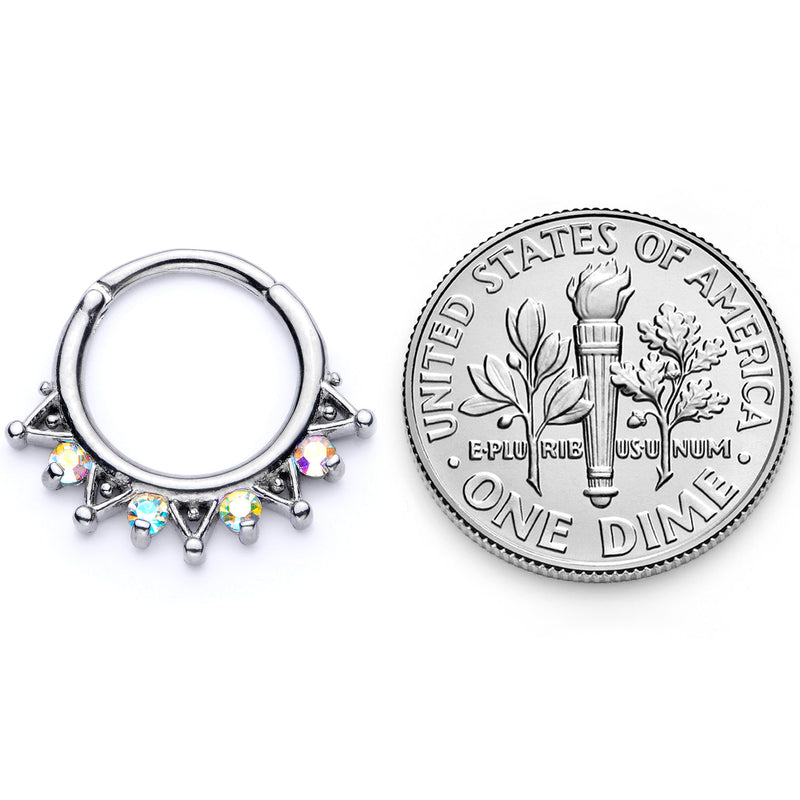 16G 3/8 Aurora CZ Gem Triangles Septum Clicker