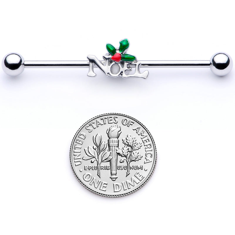 14G Red Gem Noel Holiday Christmas Industrial Barbell 38mm