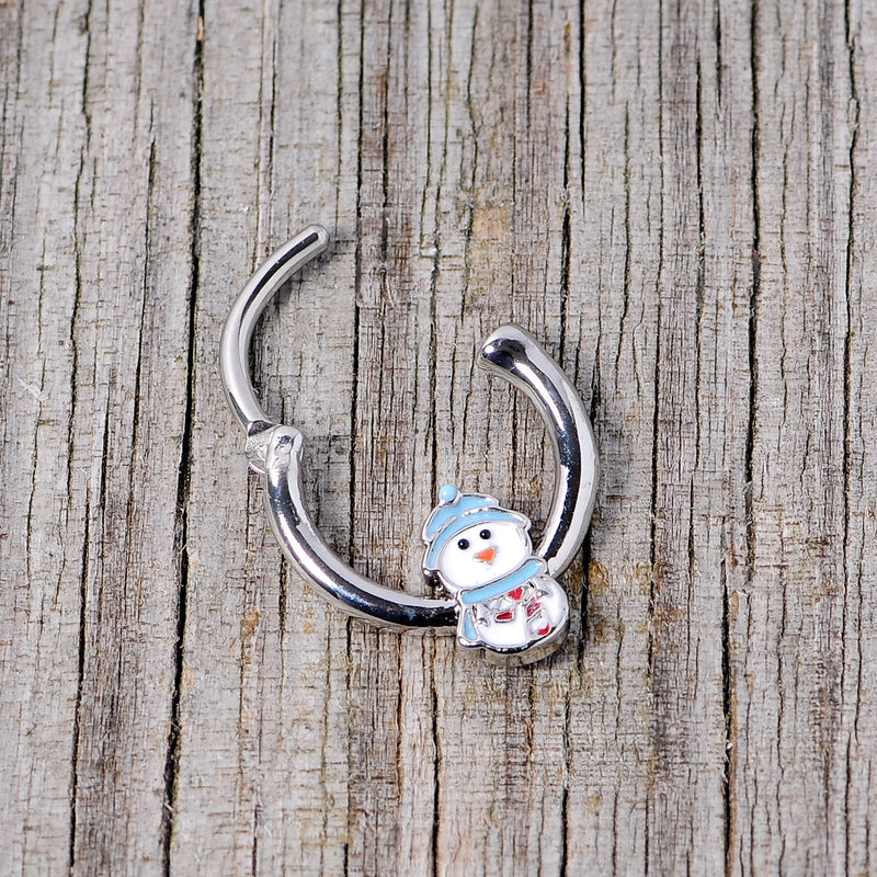 16G 3/8 Snowman Winter Holiday Christmas Septum Clicker