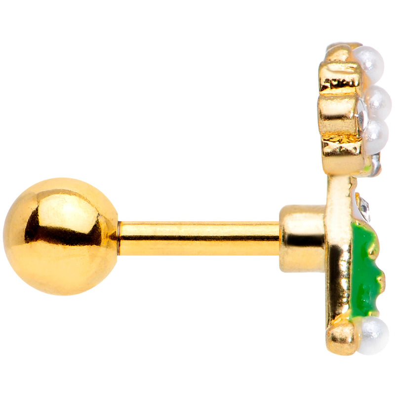 16G 1/4 Clear Gem Gold Tone Champagne Cartilage Tragus