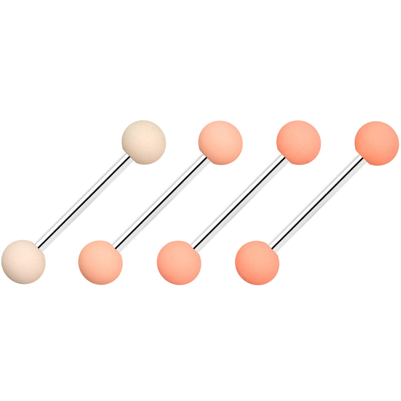 Peaches and Cream Matte Barbell Tongue Ring Set of 4