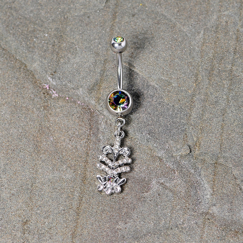 Vitrail Clear Gem Abstract Charm Dangle Belly Ring