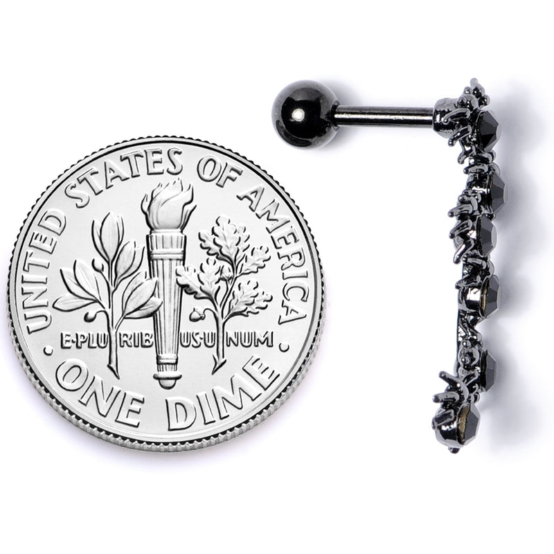 16G 1/4 Black CZ Gem Black Spider Halloween Cartilage Tragus
