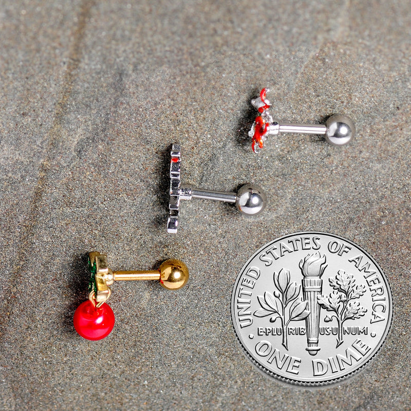 16G 1/4 Merry Christmas Cartilage Tragus Set of 3