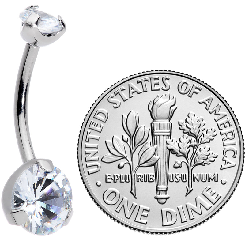 1/2 Clear CZ Gem Grade 23 Titanium Internally Threaded Belly Ring