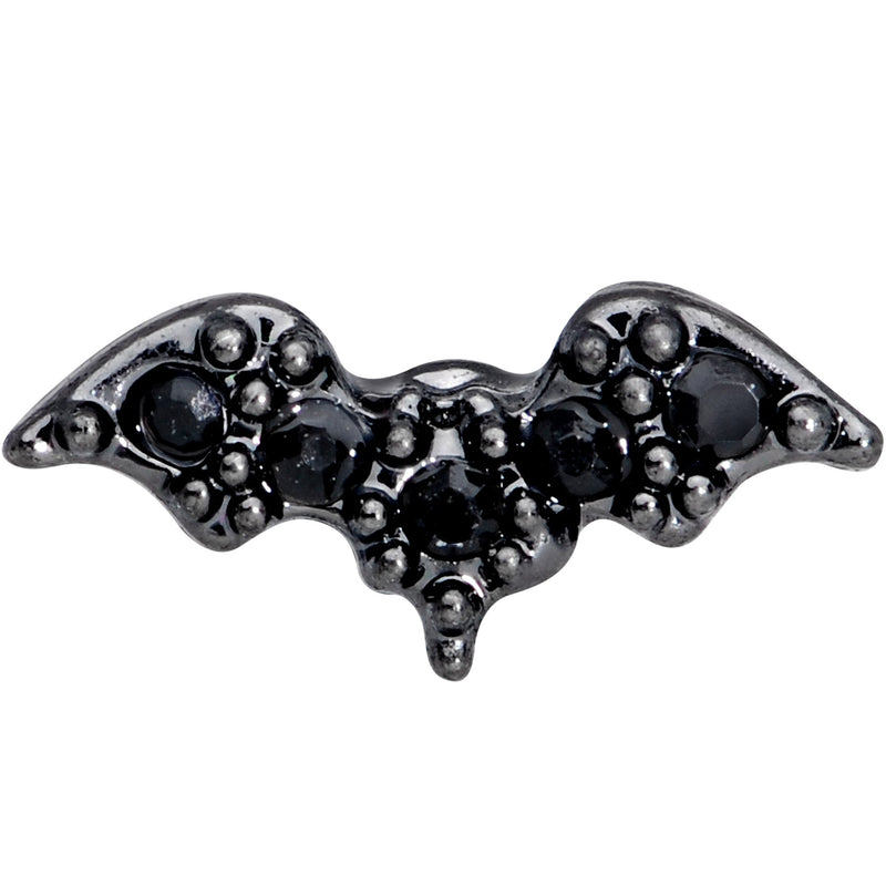 16G 1/4 Black Gem Black Bat Halloween Cartilage Tragus Earring