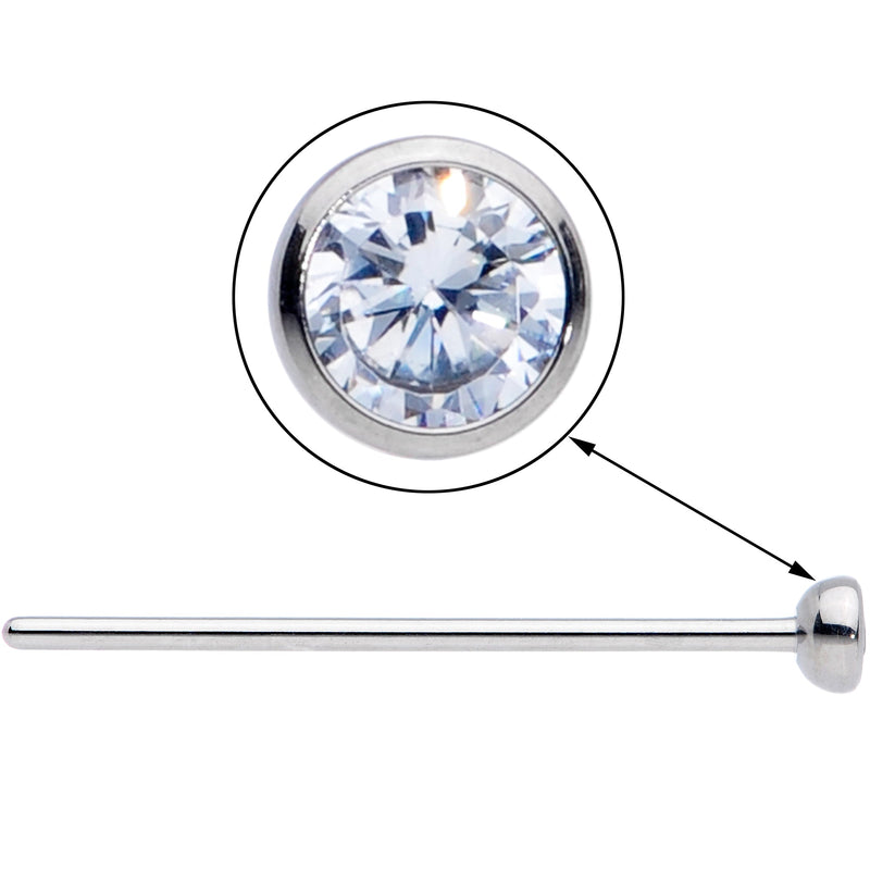 20G 3/4 Clear CZ Gem Grade 23 Titanium Fishtail Nose Ring 3mm