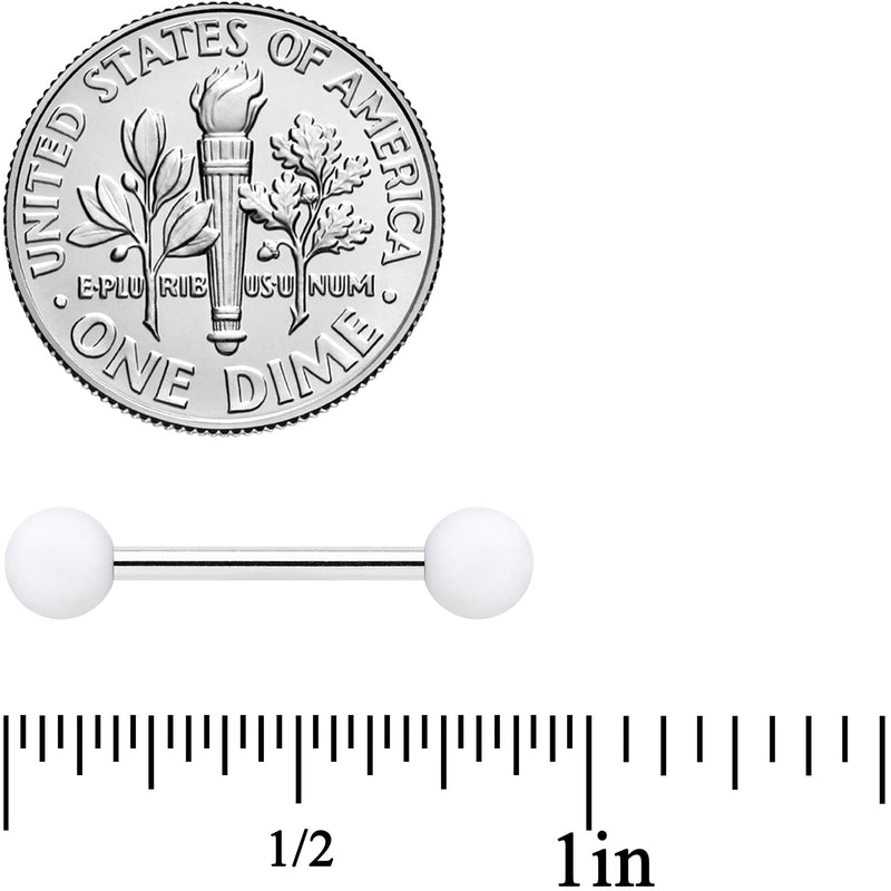 14G 9/16 White Matte Barbell Nipple Ring Set