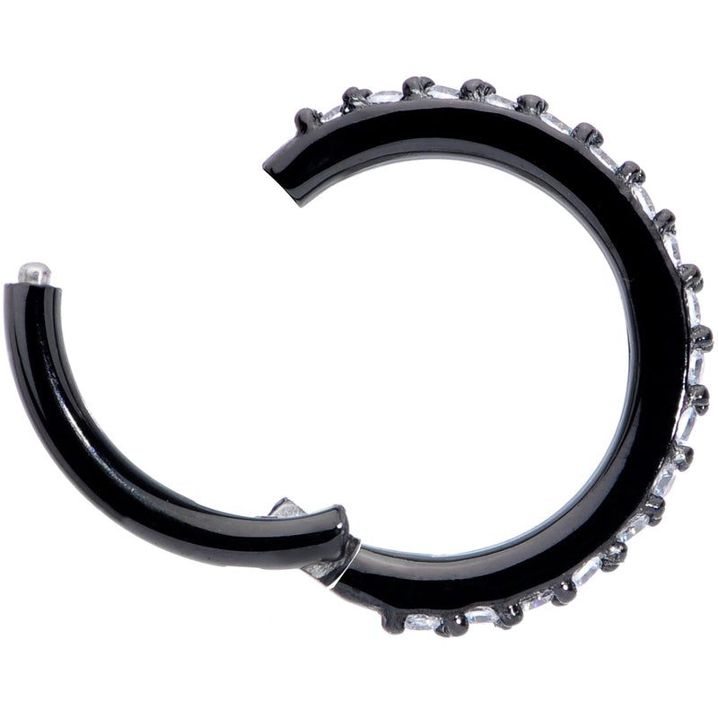 16G 5/16 Clear CZ Gem Black Plated Hinged Segment Ring
