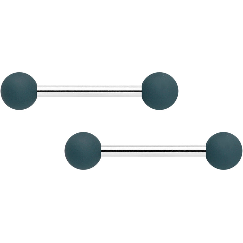 14G 9/16 Graceful Grey Matte Barbell Nipple Ring Set
