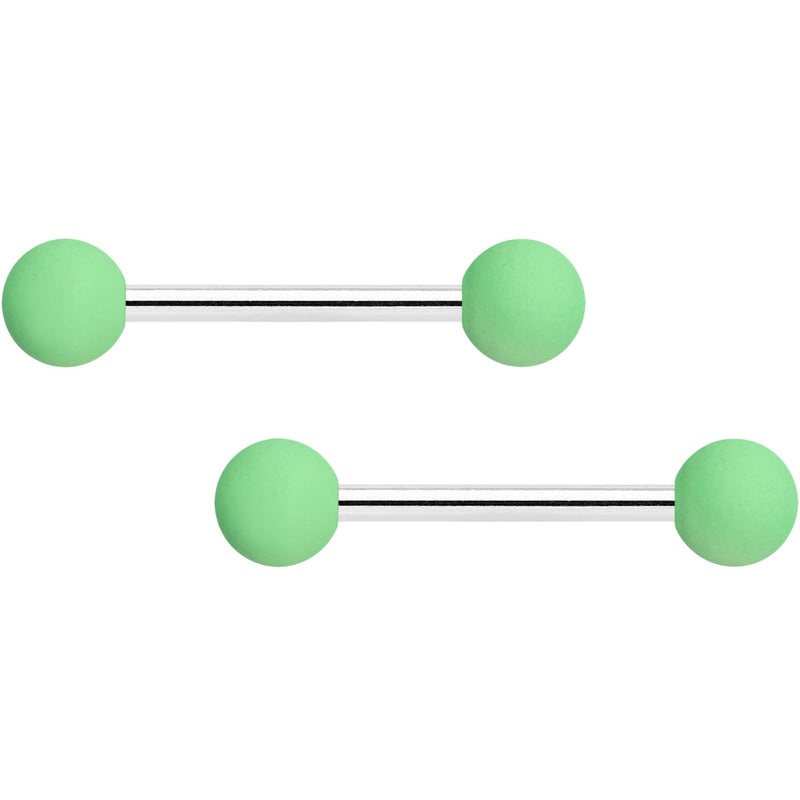 14G 9/16 Mint Green Matte Barbell Nipple Ring Set