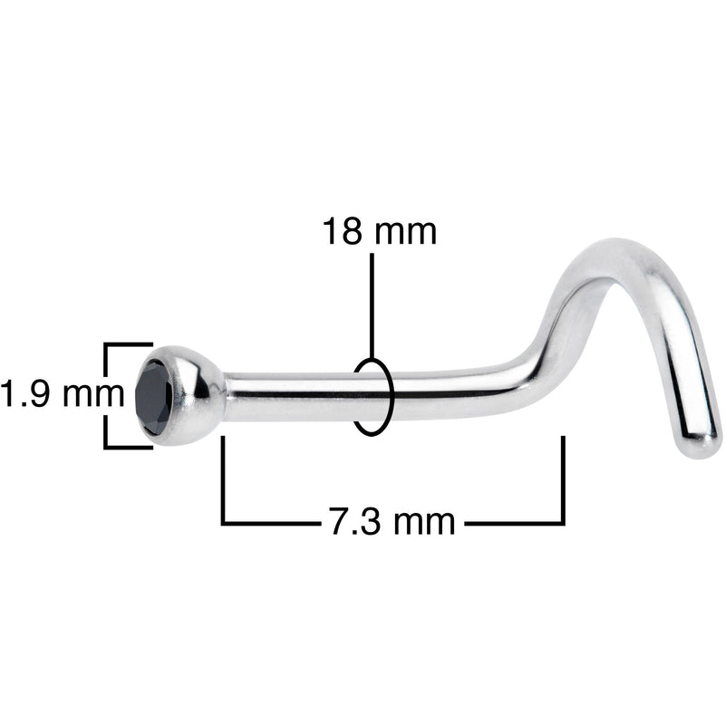 18G Black 2mm Grade 23 Titanium Press Fit Left Nose Ring Screw