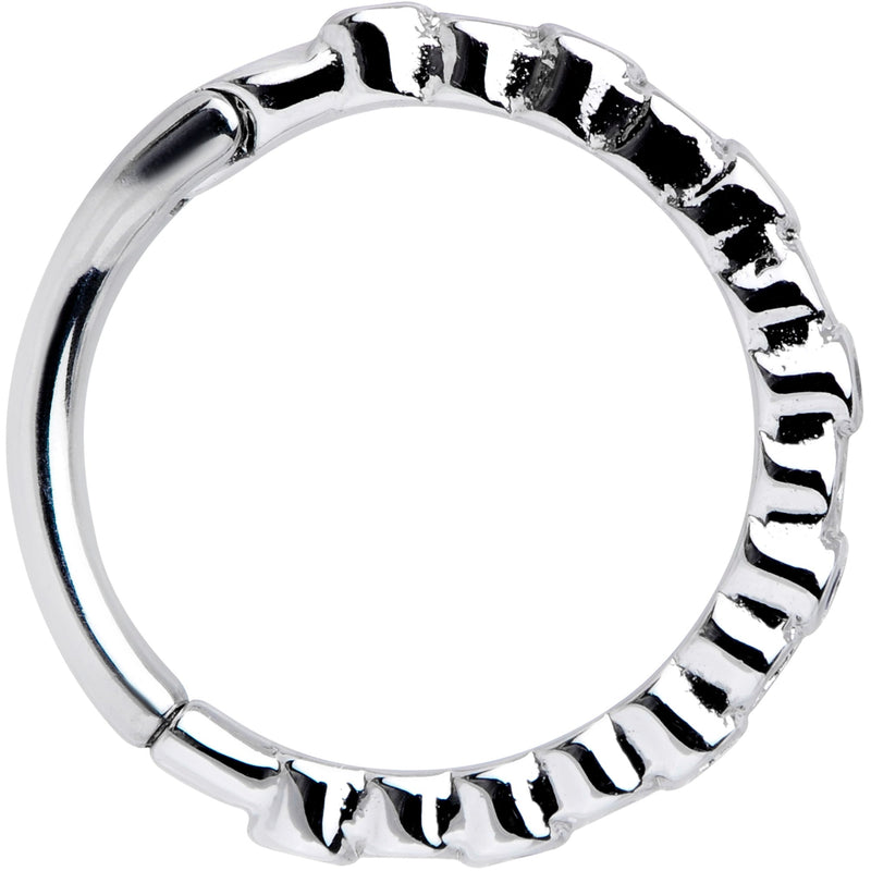 16G 3/8 Clear Blue CZ Gem Classic Circles Hinged Segment Ring