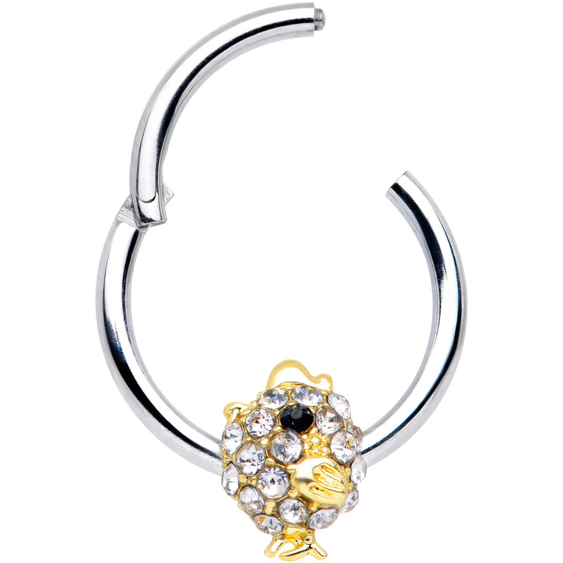 16G 3/8 Clear Black Gem Little Chick Septum Ring