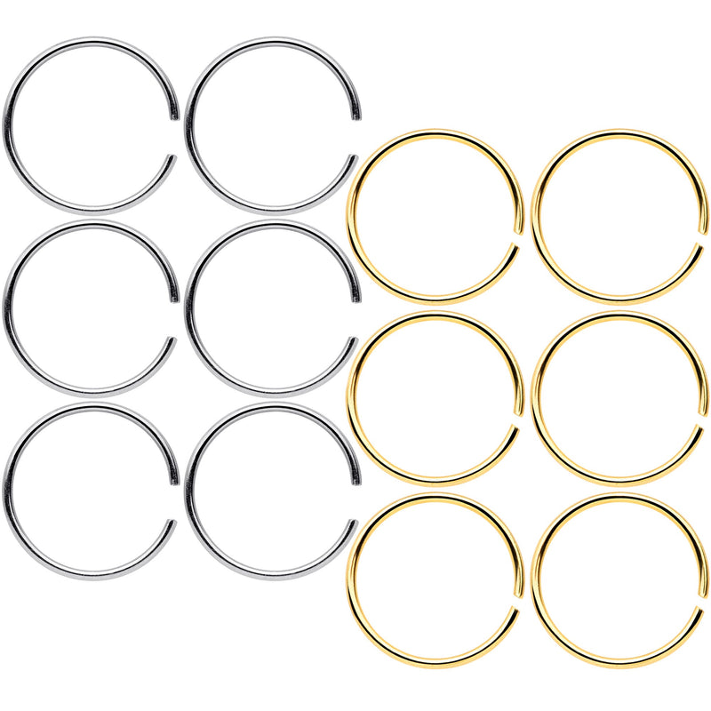 22G 5/16 Steel Gold Tone Anodized Seamless Circular Ring Set of 12