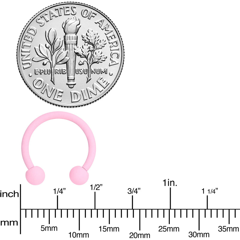16G 3/8 Perfectly Pink Matte Horseshoe Circular Barbell