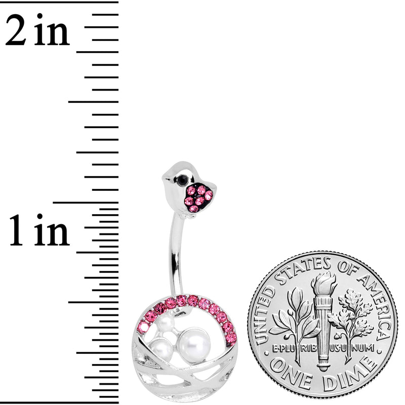 Pink Gem Chick Basket of Eggs Belly Ring