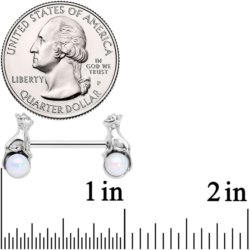 14G 9/16 Aurora Orb Baby Bear Barbell Nipple Ring Set