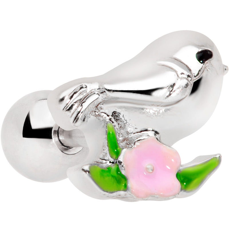 16G 1/4 Bird Pink Flower Cartilage Tragus