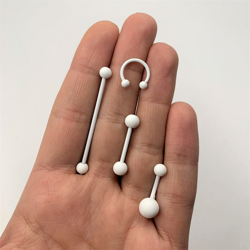 White Matte Barbell Tongue Ring