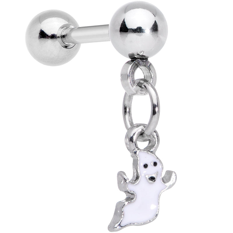 16G 1/4 Clear Gem Happy Ghost Halloween Dangle Cartilage Earring