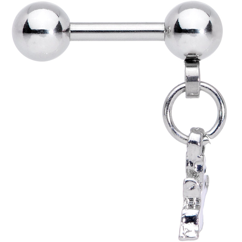 16G 1/4 Clear Gem Happy Ghost Halloween Dangle Cartilage Earring