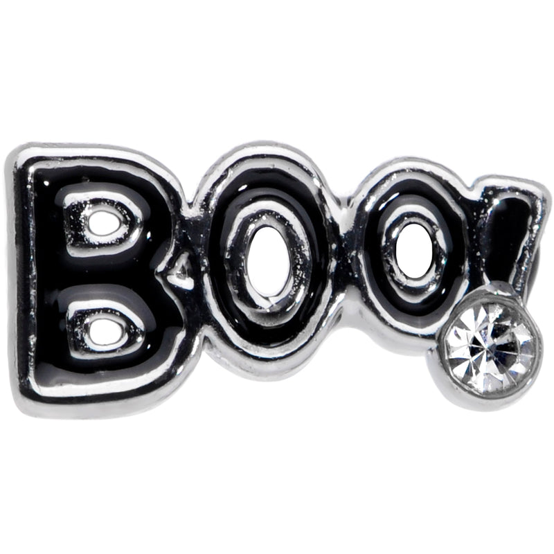 20G 1/4 Clear Gem Black Boo Halloween Nose Bone